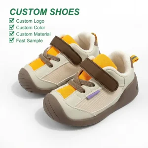 Custom Toddler Walking Sneakers Boys Girls Polyester Mesh Rubber Anti collision Sole Kids Sports Shoes 2 Colors