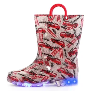 Custom Transparent Light Weight Handle Design Kids Eco friendly PVC Rain Boots With LED Lights