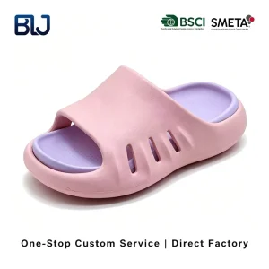 Custom Two-Tone EVA Kids OEM Lightweight Quick-Dry Waterproof Non-Slip Comfort Slippers With Side Vents For Home Daily Wear