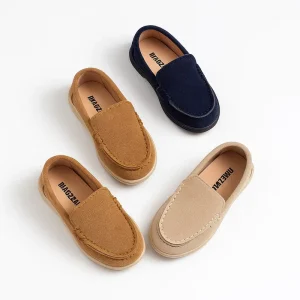 Custom Unisex Kids Loafers Dress Shoes Soft Non Slip Casual Moccasins with TPR Outsole for Children Toddler to Big Kid Autumn