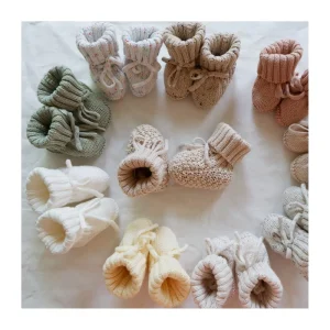 Custom Winter Thermal Breathable Cute Infant Baby Boots Midi Knit Organic Cotton Warm Socks Shoes