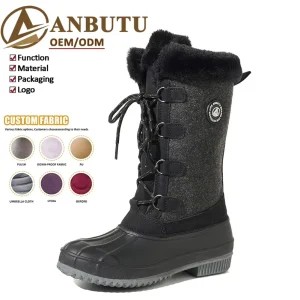 Custom Women’s High Top Warm Duck Boots Lace-up Waterproof Snow Boots For Ladies Crossover Sizing 26-42