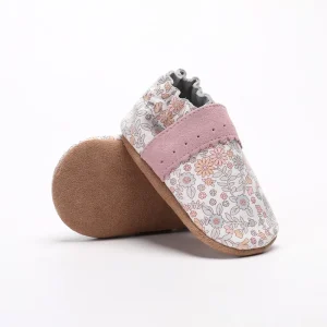 Custom-made Vintage Floral Soft Sole Baby Shoes Toddler Leather Moccasin Slippers