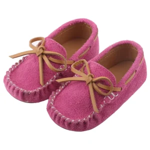 Customised Flexible Sole Kids Toddler Infant Loafer Suede Leather Shoes Baby Kid Girls