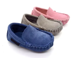 Customised Flexible Sole Kids Toddler Infant Loafer Suede Leather Shoes Boys and Girls