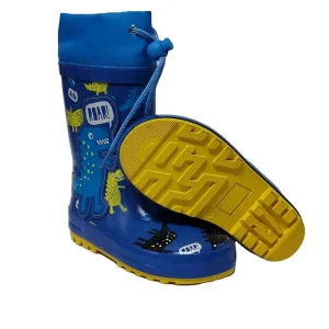 Customizable 100% Waterproof Rubber Rain Boots for Kids Dinosaur Printed with Collar Direct From Factory