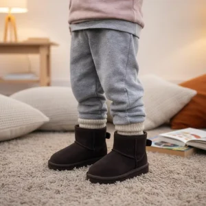 Customizable Barefoot Warm Non Slip Autumn Winter Snow Boots with Faux Fur Lining and Cow Suede Upper for Unisex