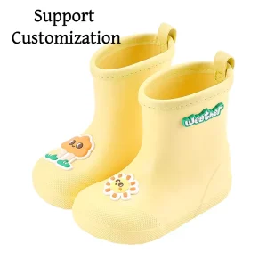 Customizable DJ-165 Toddlers Children Outdoor Non-slip Soft EVA Cartoon Mid-calf Rain Boots for Unisex