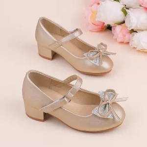 Customizable Dance Shoes Little Girl Princess Dress Sandals Summer Glitter Bow Rhinestones Velcro Low Heels Soft Soled Party Shoes