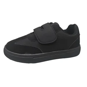 Customizable Kids Casual School Shoes in Black PU with PVC Injection and Hook Loop Feature