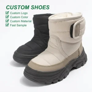 Customizable Kids Outdoor Warm Snow Boots Water Repellent Fabric TPR Slip Resistant Sole Plush Inside