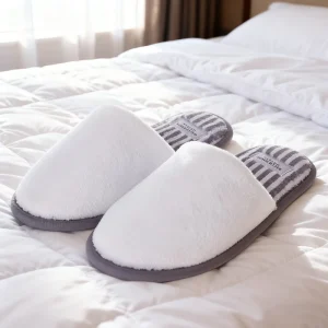 Customizable Logo New Style Adults Kids White Coral Fleece Home Hotel Wedding Travel Slipper with Anti Slip Sole