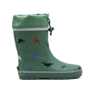 Customizable Natural Rubber Mid-Calf Kids Rain Boots Plush Lining Drawstring Cuff Flexible Waterproof Eco-Friendly Winter Boots
