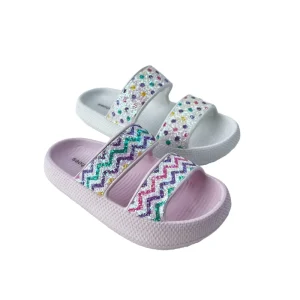 Customizable Two-Strap EVA Slippers for Kids Rhinestone Upper Anti-Slip Sole Durable Home Outdoor Elevated Comfortable Summer