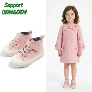 Customizable Unisex Kids High Top Canvas Shoes Anti Kick Toe Protection Durable TPR Outsole Daily Walking