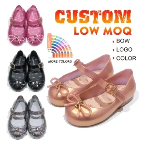 Customization Summer Children PVC Jelly Sandals High Quality Infant Little Bow Sparkling Mary Jane Jelly Shoes