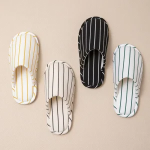 Customize Stripe Slippers Indoor Outdoor Plush Slippers Winter Warm Cozy Flat Anti Slid for Women Men Lovers Kids