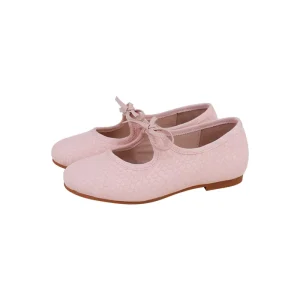 Customized Adorable Pink Leather Upper Girls Bow Ballet Flats Slip-on Mary Jane Shoes for Kids
