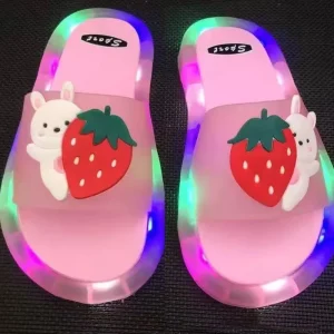 Customized Baby Children Girls Boys Teens PVC Cartoon Slipper with LED Light Kids Non-Slip Summer Gleamy Slippers Casual Shoes