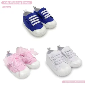 Customized Baby Girl Boy High Top Shoes Solid Color PU Sole First Walking Shoes Casual Canvas Shoes for Spring Fall