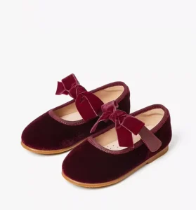 Customized Bow Mary Janes Kids Velvet T Strap Dress Party Shoes for Spring Winter Summer Comfortable Flat Design for Toddler