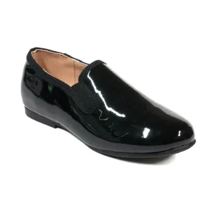 Customized Boys Smart Slip on Casual Black Patent Leather Loafers Shoes for Kid
