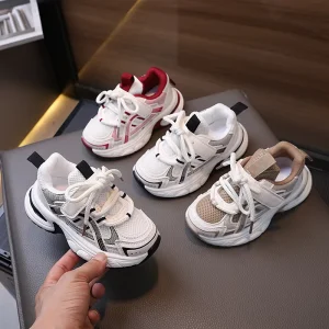 Customized Brand Safety Running Shoes Anti Slip for Children Kids Mesh Sport Shoes New Style Children Sneakers Boys