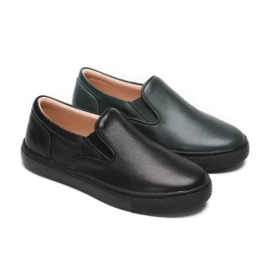 Customized Children Footwear Classic Slip on Leather Kids Sneakers Casual Shoes for Boys Girls