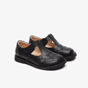 Customized Children’s Dress Casual Shoes Fashion Leather T Strap Mary Jane Style Soft Rubber Sole Flat Design for Spring Winter