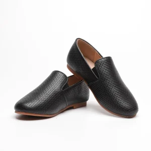 Customized Embossed Genuine Leather Children Casual Shoes Slip on Smoking Shoes for Kids
