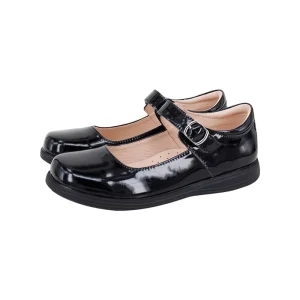 Customized High Quality Mary Jane Shoes for Kids Black Patent Leather Metal Buckle Design School Shoes