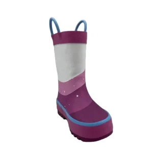 Customized Kids Cute Pink Rubber Rain Boots Kids Gumboots Kids Rubber Rain Boots with Handle