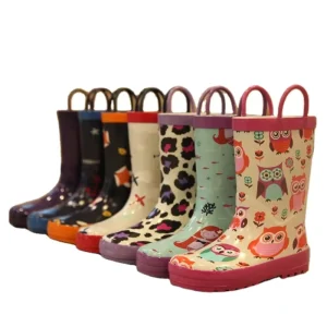 Customized Kids Cute Rubber Rain Boots with Handle Kids Gumboots