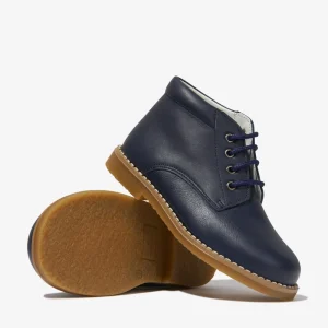 Customized Winter Luxury Leather Upper Rubber Sole Lace-up Kids Children Boy School Flat Ankle Boots