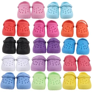 Cute 18 Inch for Doll Fashionable Dress up Hole Shoes Soft Rubber Slippers Cartoon Patch Accessories Youth (7 14)