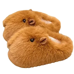 Cute Adorable Slippers Brown Mouth Custom Animal Slippers Warm for Woman Indoor Plush Custom Slippers Peluches
