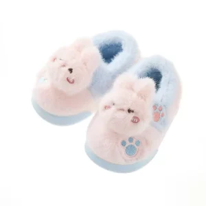 Cute Animal Plush Slippers Cartoon Stuffed Plush For Kids Warm Winter Wear Thick Bottom Indoor Slippers