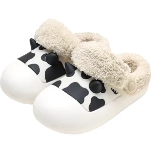 Cute Animal Prints Cartoon Children Slippers Winter Warm Plush Soft Cotton Lining Boys Girls Home Shoes EVA Waterproof Non Slip
