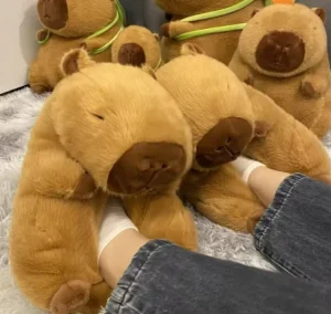Cute Animal Slippers for Kids Family Bear Style Plush Slippers Capybara Slippers