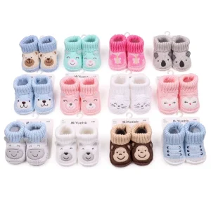 Cute Animal and Flower Design Wool Crochet Newborn Baby Shoes 0-3 Months New Born Shoes