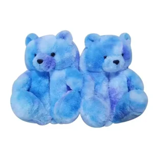Cute Anime Large Size Stuffed Fluffy Warm Teddy Bear Plush Home Slippers for Home Decoration