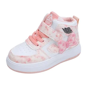 Cute Anti Slip Kid Sneakers Bowknot Girl Casual Shoes Running Breathable Shoes Kid Fashion Outdoor Soft Soled Thick Bottom