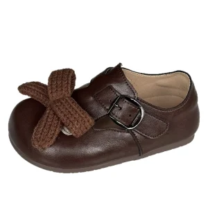 Cute Asymmetric Baby Leather Shoes Autumn Toddler Flexible Sole Unisex Kids’ Casual Slip On Shoes