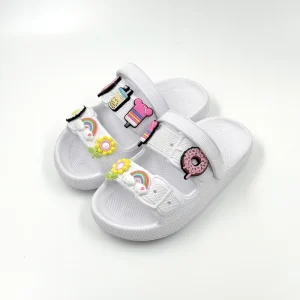 Cute Baby Toddler Boys And Girls Kids Flat Sandals EVA Material True To Size White Color