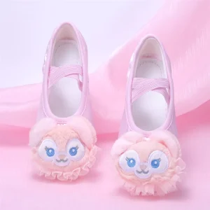 Cute Ballet Dancing Girl Princess Paw Shape Satin Lace Performance Children Dance Shoes