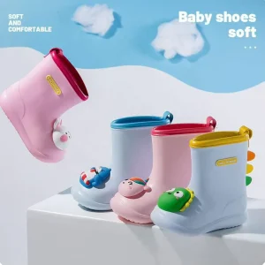 Cute Cartoon Children Kids Boots Mid Calf Height Waterproof Non slip Ankle Rubber Boots for Winter EVA Rain Boots for Kids