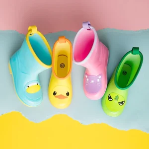 Cute Cartoon Children’s Rain Boots Boys and Girls Soft Sole Anti Slip Light Waterproof Design