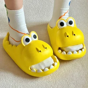 Cute Cartoon Dinosaur EVA Summer Indoor Anti Slippery Outsole Open Steel Toe Thick Soled Quick Drying