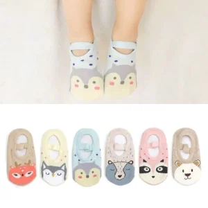 Cute Cartoon Floor Short Socks With Grips Baby Toddler Cotton Anti Slip Shoes Socks