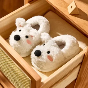 Cute Cartoon Kids Winter Cotton Padded Slippers EVA Thick Sole Warm Plush School Garden Shoes Boys Girls Children Clogs
